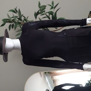 Free People Black Long Sleeve Top